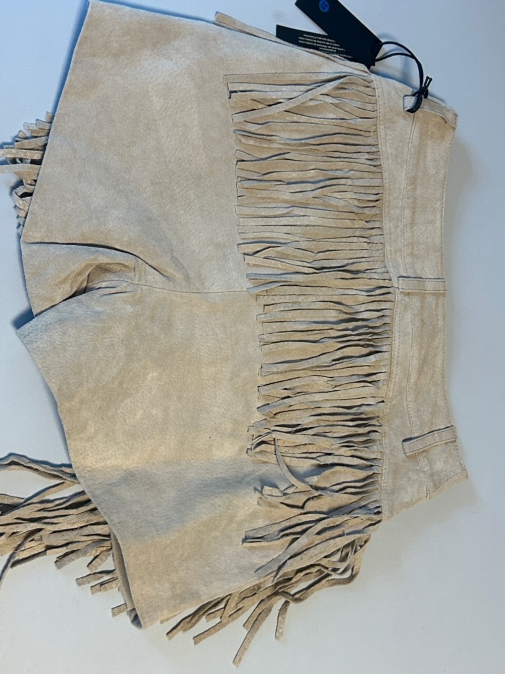 Blank NYC Light Beige Suede Fringe Shorts - Picture 5 of 5
